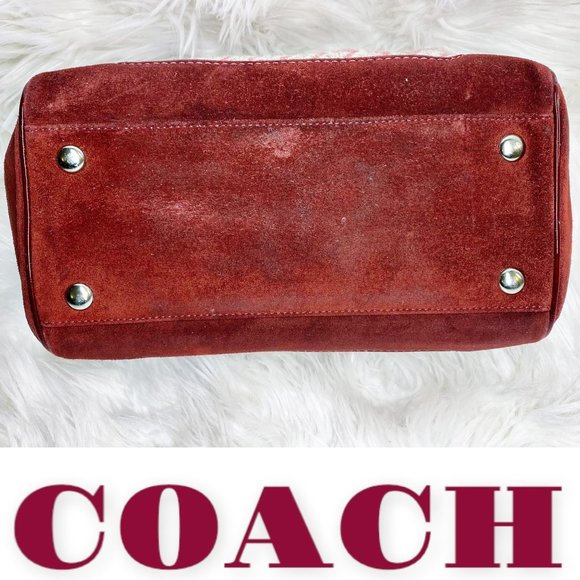 Vintage Coach Hampton Pink Houndstooth Satchel With Red Suede & Leather Trim - Picture 4 of 13